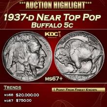1937-d Buffalo Nickel Near Top Pop 5c ms67+ SEGS