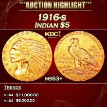1916-s Gold Indian Half Eagle $5 ms63+ USCG