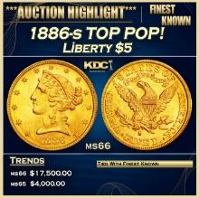 1886-s Gold Liberty Half Eagle TOP POP! $5 ms66 SEGS
