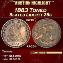 1883 Proof Seated Liberty Quarter Toned 25c pr66+ SEGS