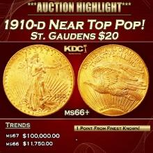 1910-d Gold St. Gaudens Double Eagle Near Top Pop! $20 ms66+ SEGS