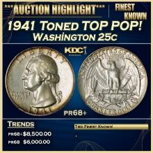 1941 Proof Washington Quarter Toned TOP POP! 25c pr68+ SEGS