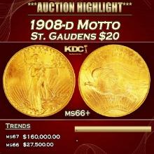 1908-d Motto Gold St. Gaudens Double Eagle $20 ms66+ SEGS