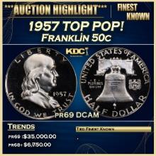 1957 Proof Franklin Half Dollar TOP POP! 50c pr69 DCAM SEGS