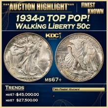 1934-d Walking Liberty Half Dollar TOP POP! 50c ms67+ SEGS