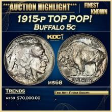 1915-p Buffalo Nickel TOP POP! 5c ms68 SEGS