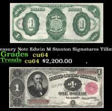 1891 $1 Treasury Note Edwin M Stanton Grades Choice CU Signatures Tillman/Morgan