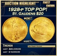 1928-p Gold St. Gaudens Double Eagle TOP POP! $20 ms67+ SEGS