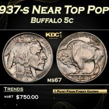 1937-s Buffalo Nickel Near Top Pop 5c ms67 SEGS