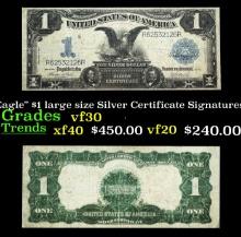 1899 $1 large size Silver Certificate "Black Eagle" Grades vf++ Signatures Teehee/Burke