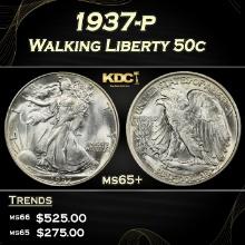 1937-p Walking Liberty Half Dollar 50c Grades ms65+