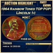 1964 Proof Lincoln Cent Rainbow Toned TOP POP! 1c pr68 bn SEGS