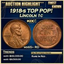1918-s Lincoln Cent TOP POP! 1c ms65+ RD SEGS