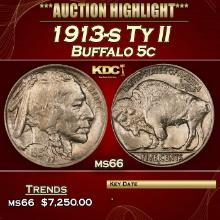 1913-s Ty II Buffalo Nickel 5c ms66 SEGS