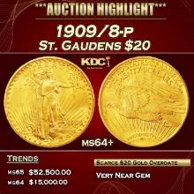 1909/8-p Gold St. Gaudens Double Eagle $20 ms64+ SEGS