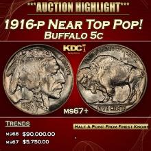 1916-p Buffalo Nickel Near Top Pop! 5c ms67+ SEGS