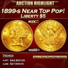 1899-s Gold Liberty Half Eagle Near Top Pop! $5 ms66+ SEGS
