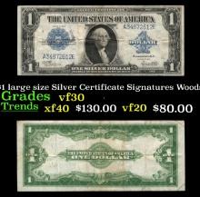 1923 $1 large size Silver Certificate Grades vf++ Signatures Woods/White