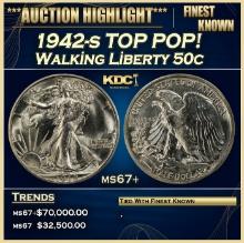 1942-s Walking Liberty Half Dollar TOP POP! 50c ms67+ SEGS