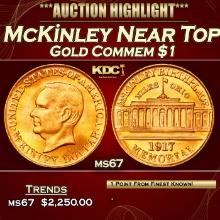 1917 McKinley Gold Commem Dollar Near Top Pop! 1 ms67 SEGS