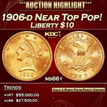 1906-d Gold Liberty Eagle Near Top Pop! $10 ms66+ SEGS