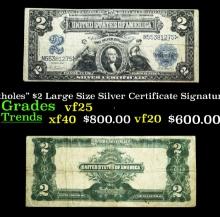 1899 $2 Large Size Silver Certificate "Mini-Portholes" Grades vf+ Signatures Parker/Burke