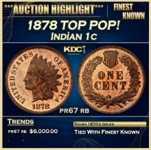 1878 Proof Indian Cent TOP POP! 1c pr67 rb SEGS