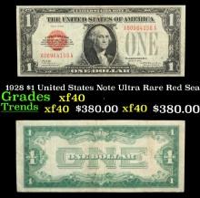 1928 $1 United States Note Ultra Rare Red Seal Grades xf