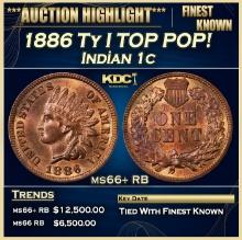 1886 Ty I Indian Cent TOP POP! 1c ms66+ RB SEGS