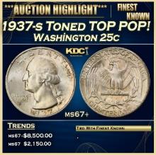 1937-s Washington Quarter Toned TOP POP! 25c ms67+ SEGS