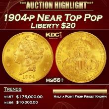 1904-p Gold Liberty Double Eagle Near Top Pop $20 ms66+ SEGS