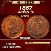 1867 Indian Cent 1c ms66 rb SEGS