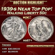 1939-s Walking Liberty Half Dollar Near Top Pop! 50c ms67+ SEGS