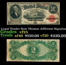 1917 $2 Large Size Legal Tender Note Thomas Jefferson Grades vf+ Signatures Speelman/White
