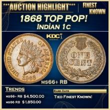 1868 Indian Cent TOP POP! 1c ms66+ RB SEGS