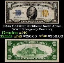 1934A $10 Silver Certificate North Africa WWII Emergency Currency Grades xf
