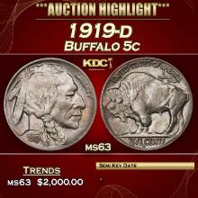 1919-d Buffalo Nickel 5c ms63 USCG