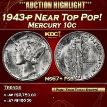 1943-p Mercury Dime Near Top Pop! 10c ms67+ fsb SEGS