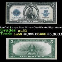 1923 $5 Large Size Silver Certificate "Porthole Note" Grades Select AU Signatures Speelman/White