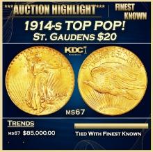 1914-s Gold St. Gaudens Double Eagle TOP POP! $20 ms67 SEGS