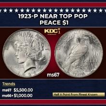 1923-p Peace Dollar Near Top Pop $1 ms67 SEGS