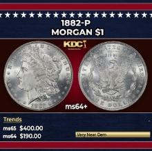 1882-p Morgan Dollar $1 Grades ms64+
