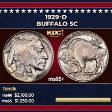 1929-d Buffalo Nickel 5c ms65+ SEGS