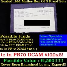 Original sealed box 5- 1992 United States Mint Proof Sets