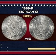 1889-p Morgan Dollar $1 Grades ms63