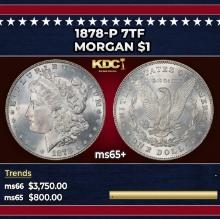 1878-p 7tf Morgan Dollar $1 ms65+ SEGS