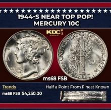 1944-s Mercury Dime Near Top Pop! 10c ms68 FSB SEGS