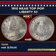 1910 Liberty Nickel Near Top Pop 5c ms66 SEGS