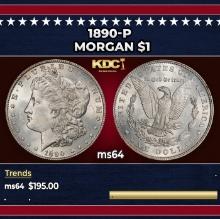 1890-p Morgan Dollar $1 Grades ms64