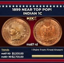 1899 Indian Cent Near Top Pop! 1c ms67 rd SEGS